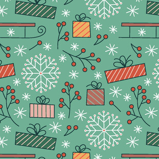 圣诞礼物雪花图案背景