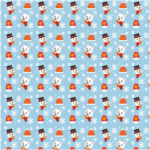 卡通雪人图案的蓝色背景图