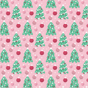 粉色圣诞元素无缝图案
