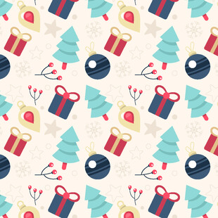 圣诞元素无缝图案背景