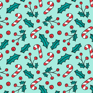 圣诞元素无缝图案背景