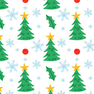 圣诞元素无缝图案设计