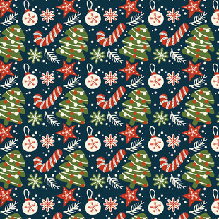 圣诞主题花卉糖果图案