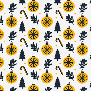 圣诞元素无缝图案设计