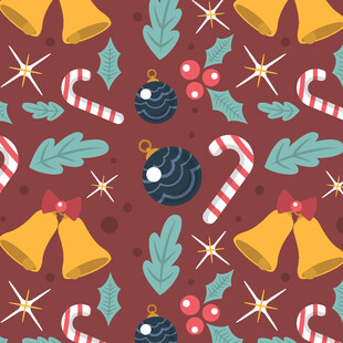 圣诞元素无缝图案设计