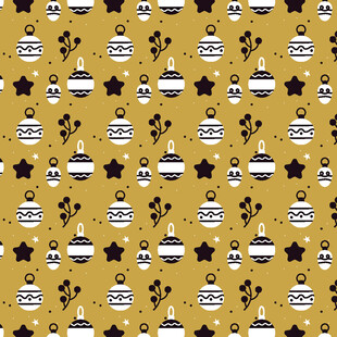 黄色背景圣诞元素图案