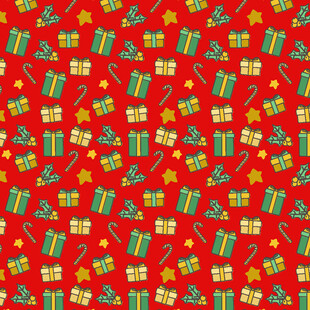 红色圣诞礼物图案背景