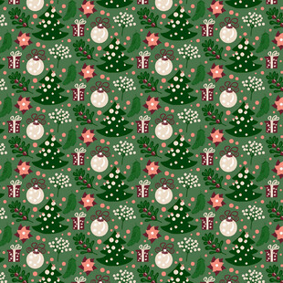 圣诞主题绿色节日花纹图案