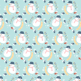 可爱雪人图案的蓝色背景图
