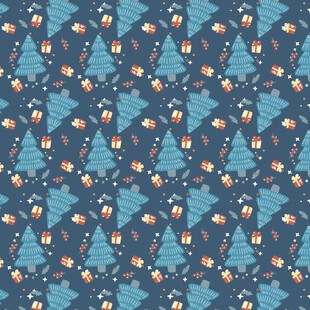 蓝色圣诞元素无缝图案