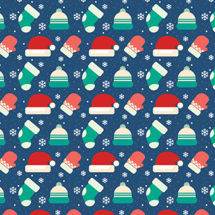 圣诞元素无缝图案背景