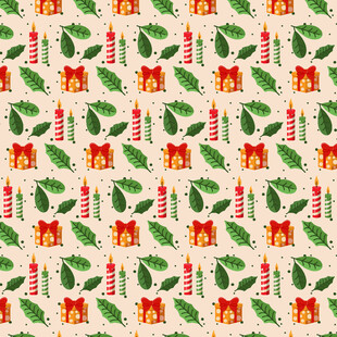 圣诞主题礼物绿叶图案背景