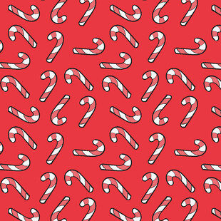 红色背景糖果手杖图案