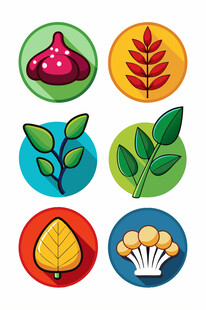 多彩植物图标集合