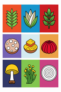 多彩蔬菜与菌类图标集