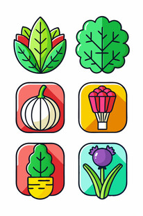 多彩蔬菜图标集合