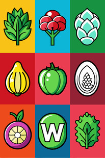 多彩果蔬图标集合