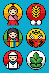 多样文化与自然元素图标