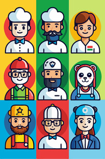 多样职业人物头像集合