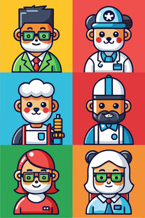 多样职业卡通人物形象