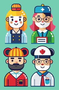 多样职业卡通人物形象