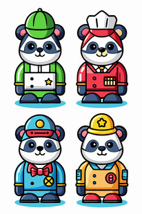 熊猫职业角色卡通形象