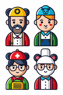 多样职业卡通人物形象