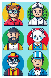 多样职业卡通人物形象