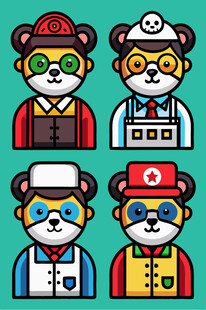 卡通动物角色复古装扮