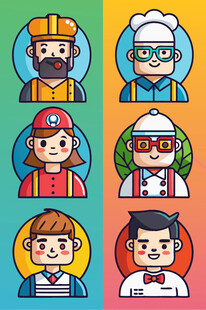 多样职业卡通人物形象