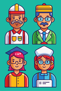 多样职业人物插画