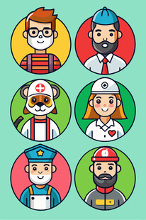 多样职业人物头像集合