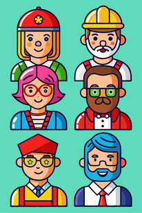 多样职业人物头像集合