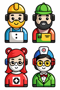 多样职业卡通人物形象