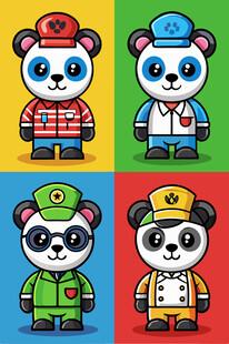 可爱熊猫角色扮演形象