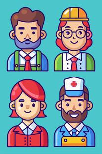 多样职业人物头像集合