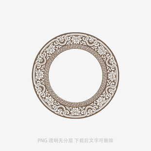 复古花纹圆形装饰图案