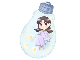 灯泡少女插画