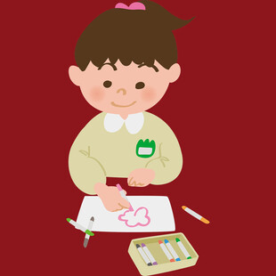 小女孩专注画画场景