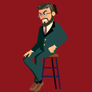 坐着的西装男士卡通形象