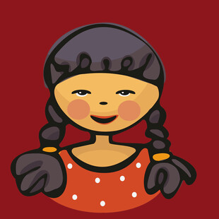 扎双辫的可爱卡通女孩