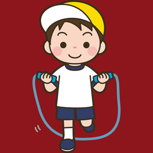 小男孩欢快跳绳