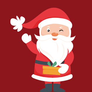 圣诞老人手持礼盒挥手