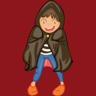 穿斗篷的俏皮小女孩