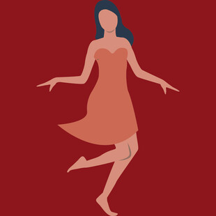 红衣女子优雅起舞