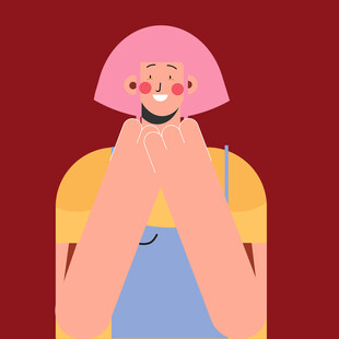 捂嘴女孩插画形象