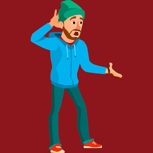 戴帽男子做倾听手势