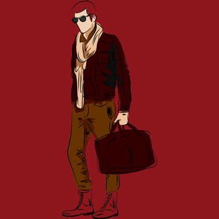 时尚男士手提包造型插画