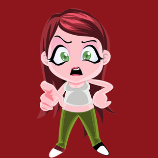 愤怒女孩双手叉腰表不满