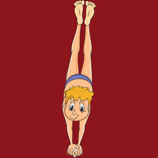 倒立的卡通女孩